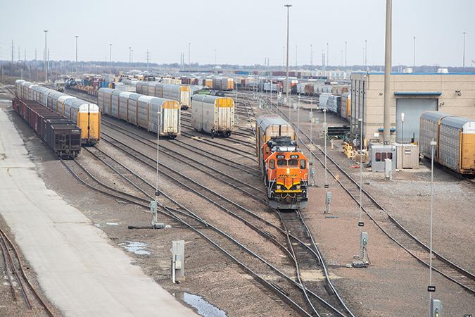 Switching activity at the Alliance yard in Haslet, Texas